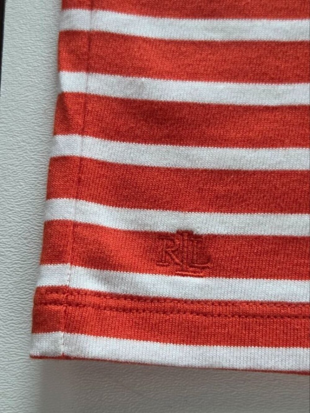 $90 Lauren Ralph Lauren Cotton Jersey Stripe Boat Neck Long Sleeve Top Size L - Picture 9 of 13